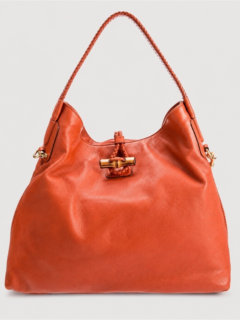 Gucci Large Bamboo Hip Orange Cervo Leather Hobo Tote - No Detachable Strap - Picture 2 of 7